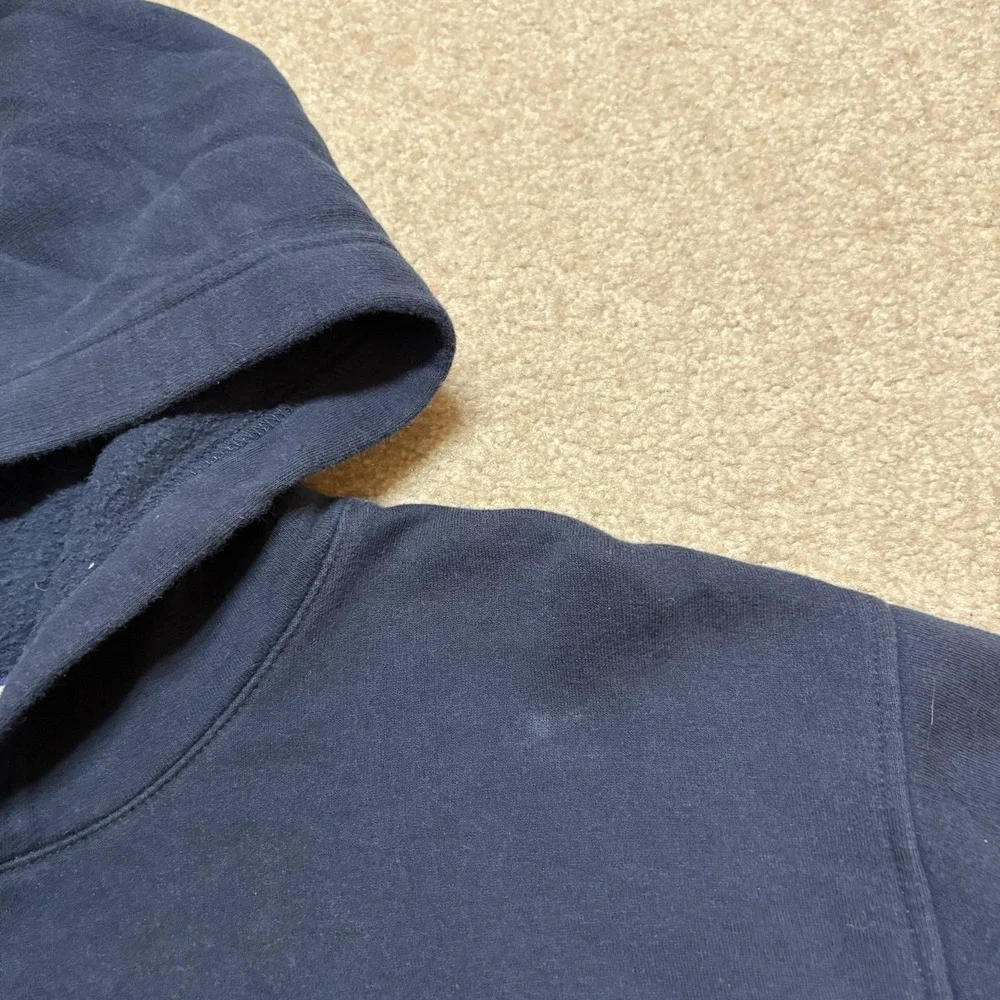Vtg Nike Hoodie Sweatshirt Mens Large Navy Blue Faded Gold Center Swoosh Y2K 00s